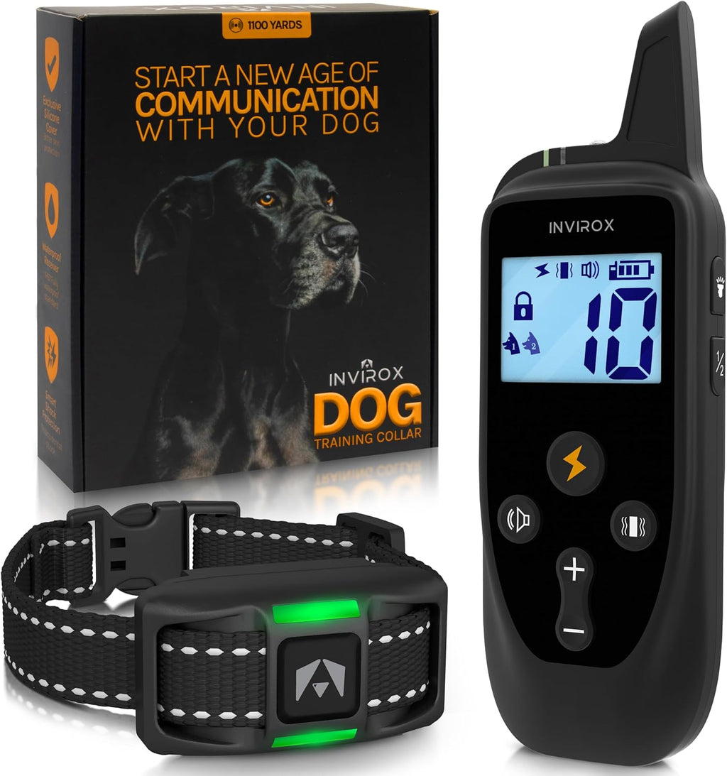 Training Collar for Large Dog [Spark K9] 124 Levels Dog Training Collar with Remote 1100Yd Range, Night-Light Mode Dog E Collar for Medium Dogs IP67 Waterproof (Punk)