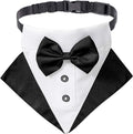 Formal Dog Tuxedo Wedding Pet Bandana Collar with Bow Tie, Adjustable Pet Bowtie Collar Bandana for Large Dog (Large)