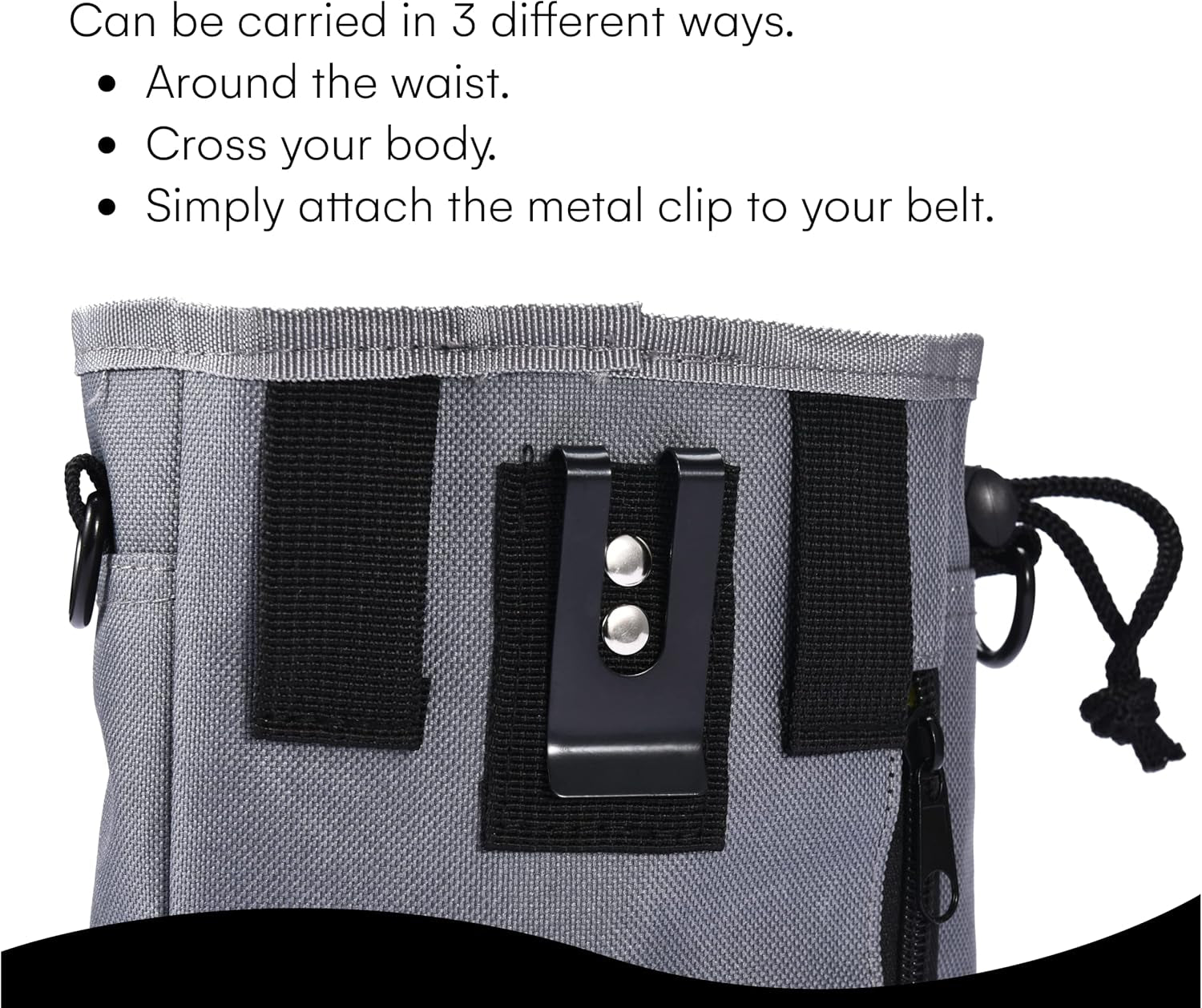 Dog Treat Training Pouch 5.3 Ounce - Treat Bags with 3 Ways to Wear - Adjustable Strap for Waist, Belt, or Shoulder - Dogs Trainer Pouch Bag with Poop Bag Dispenser -Small or Large Pet