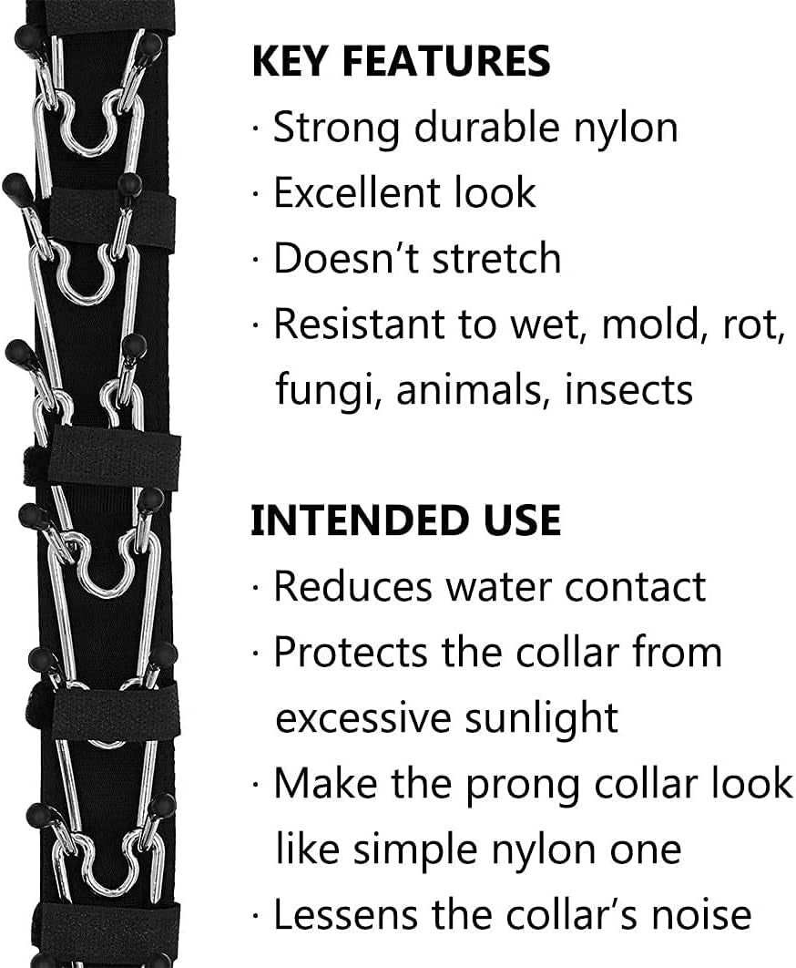 Dog Prong Training Collar Cover, Pinch Collar Nylon Protector (L, Black)