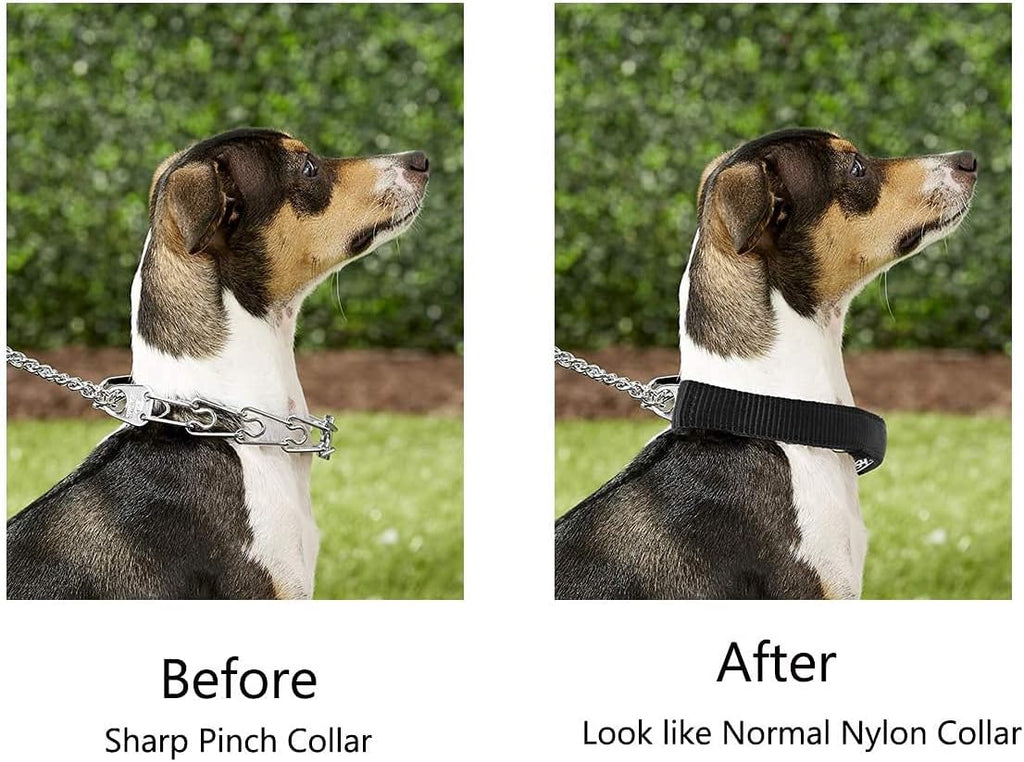 Dog Prong Training Collar Cover, Pinch Collar Nylon Protector (L, Black)