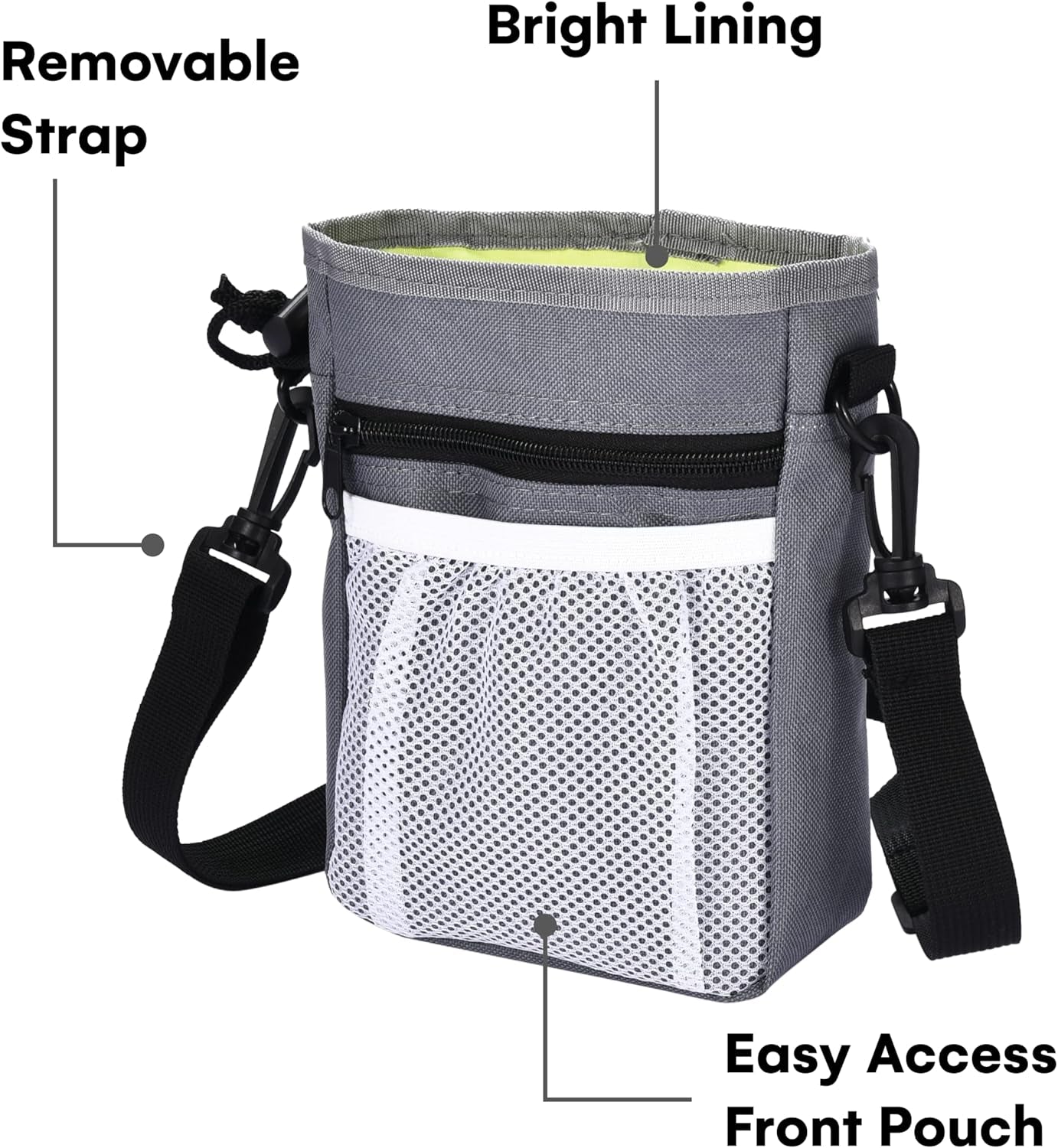 Dog Treat Training Pouch 5.3 Ounce - Treat Bags with 3 Ways to Wear - Adjustable Strap for Waist, Belt, or Shoulder - Dogs Trainer Pouch Bag with Poop Bag Dispenser -Small or Large Pet