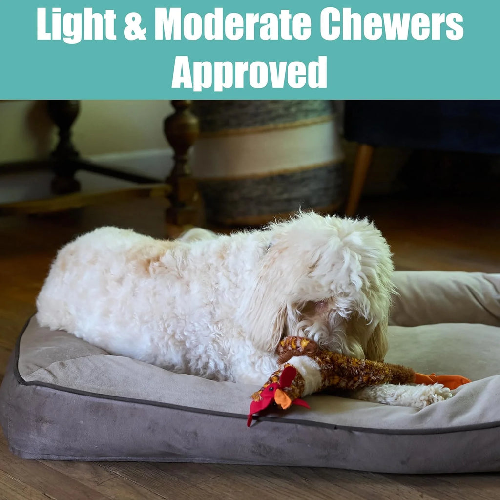 Skinneeez No Crinklers Stuffing-Free Chicken Plush Dog Toy with Squeaker for Medium and Large Dogs, 17-Inch