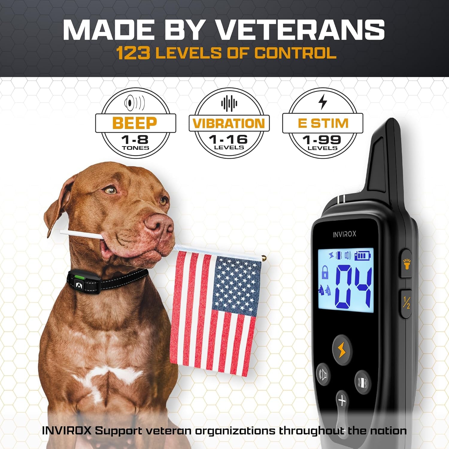 Training Collar for Large Dog [Spark K9] 124 Levels Dog Training Collar with Remote 1100Yd Range, Night-Light Mode Dog E Collar for Medium Dogs IP67 Waterproof (Punk)