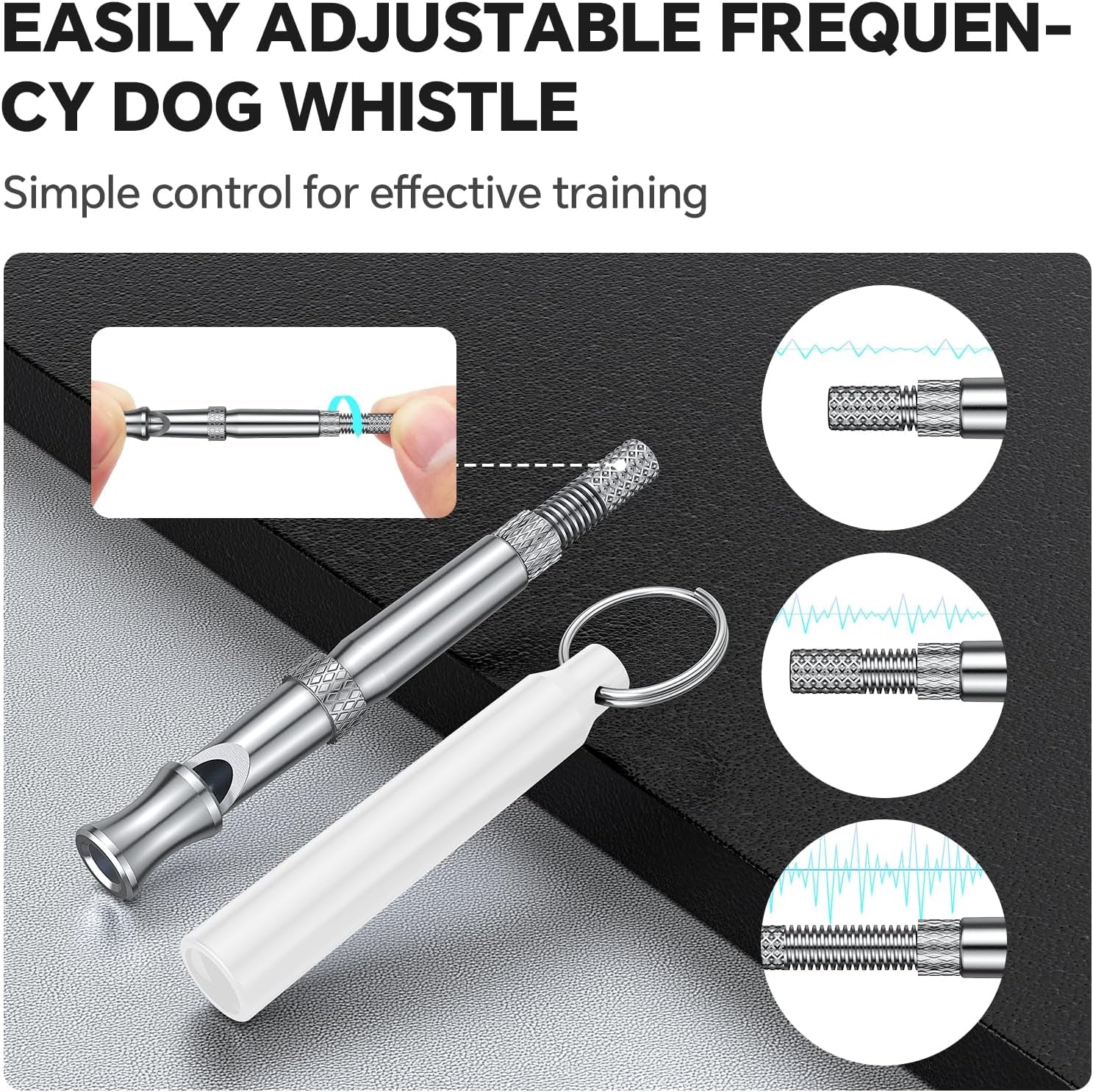 Dog Whistle, Dog Training Whistle with Lanyard, 2 Pcs Adjustable Ultrasonic Silent Dog Recall Whistles, Professional Dog Whistle to Stop Barking Neighbors Dog (White)