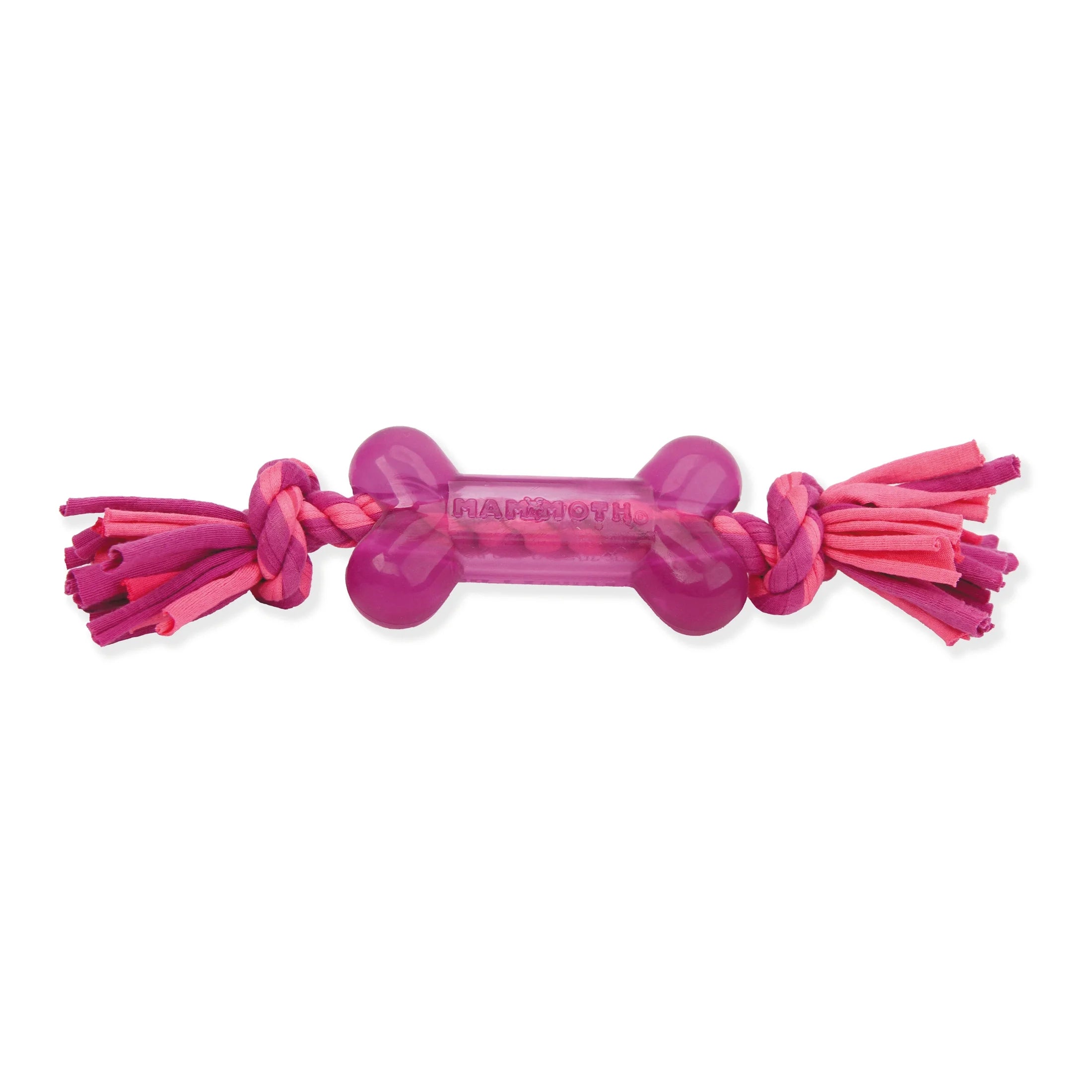Flossy Chews Cloth Dog Rope Toy with Thermoplastic Rubber Bone, Small 11", Assorted Colors