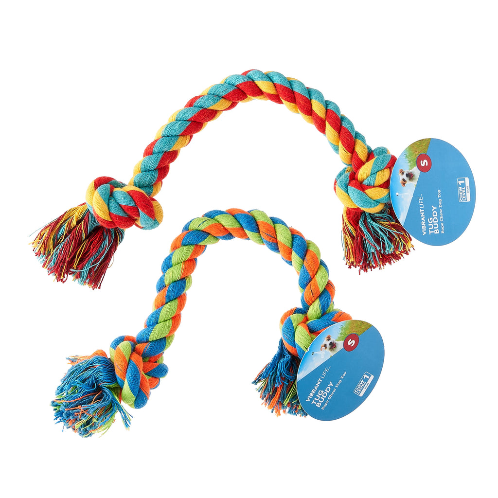 Tug Buddy Braided Rope Chew Dog Toy, Multicolor, Level 1 for Light Chewing