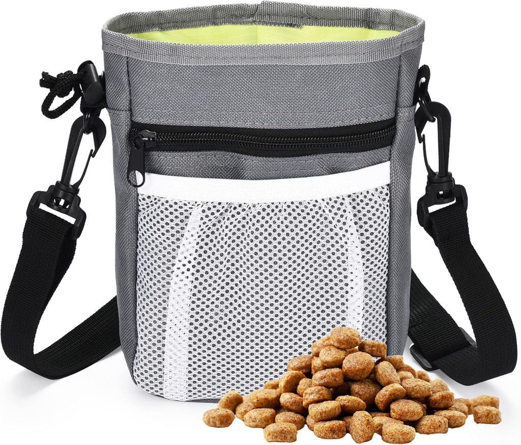 Dog Treat Training Pouch 5.3 Ounce - Treat Bags with 3 Ways to Wear - Adjustable Strap for Waist, Belt, or Shoulder - Dogs Trainer Pouch Bag with Poop Bag Dispenser -Small or Large Pet