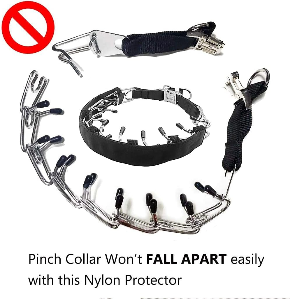 Dog Prong Training Collar Cover, Pinch Collar Nylon Protector (L, Black)