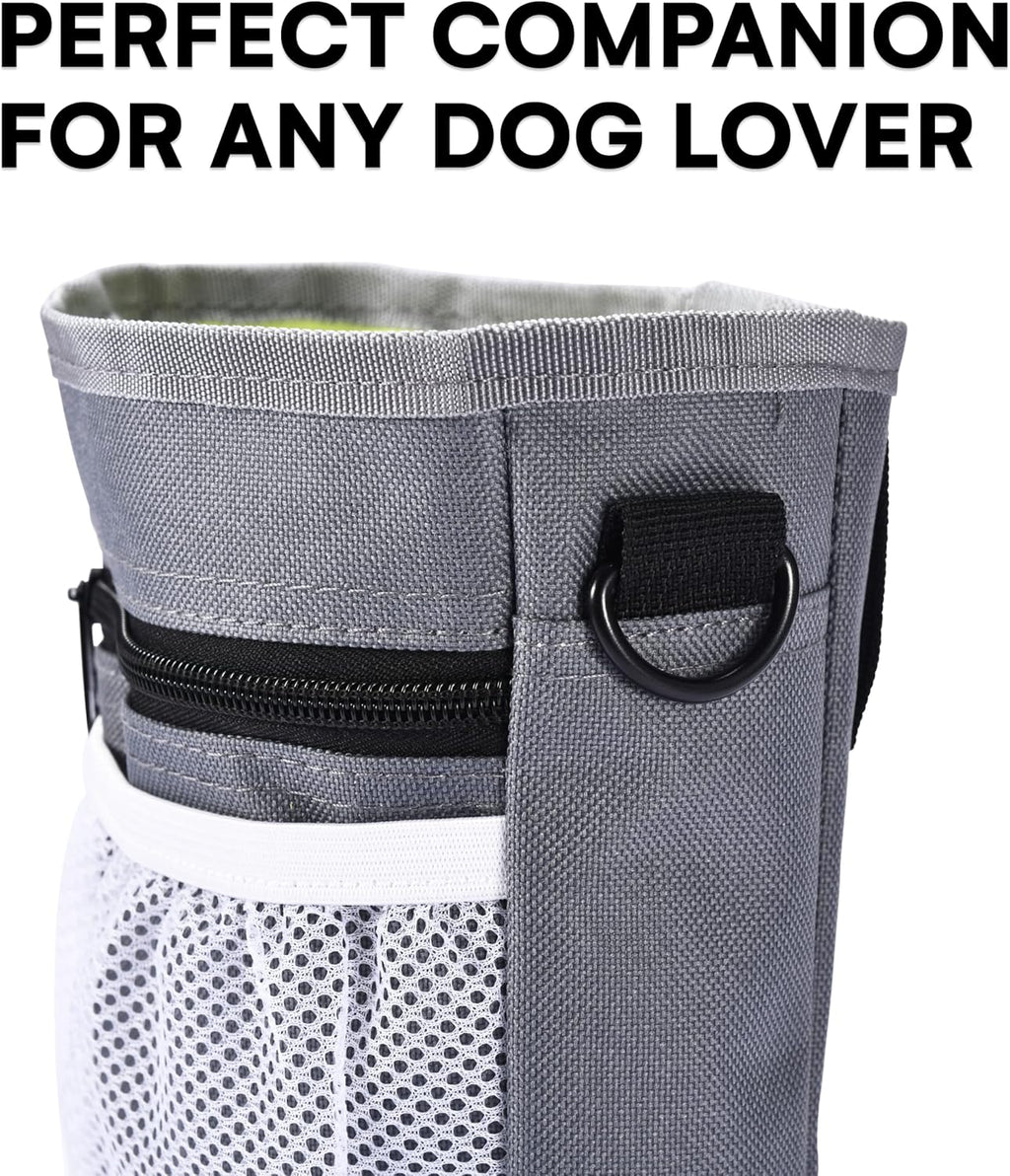 Dog Treat Training Pouch 5.3 Ounce - Treat Bags with 3 Ways to Wear - Adjustable Strap for Waist, Belt, or Shoulder - Dogs Trainer Pouch Bag with Poop Bag Dispenser -Small or Large Pet