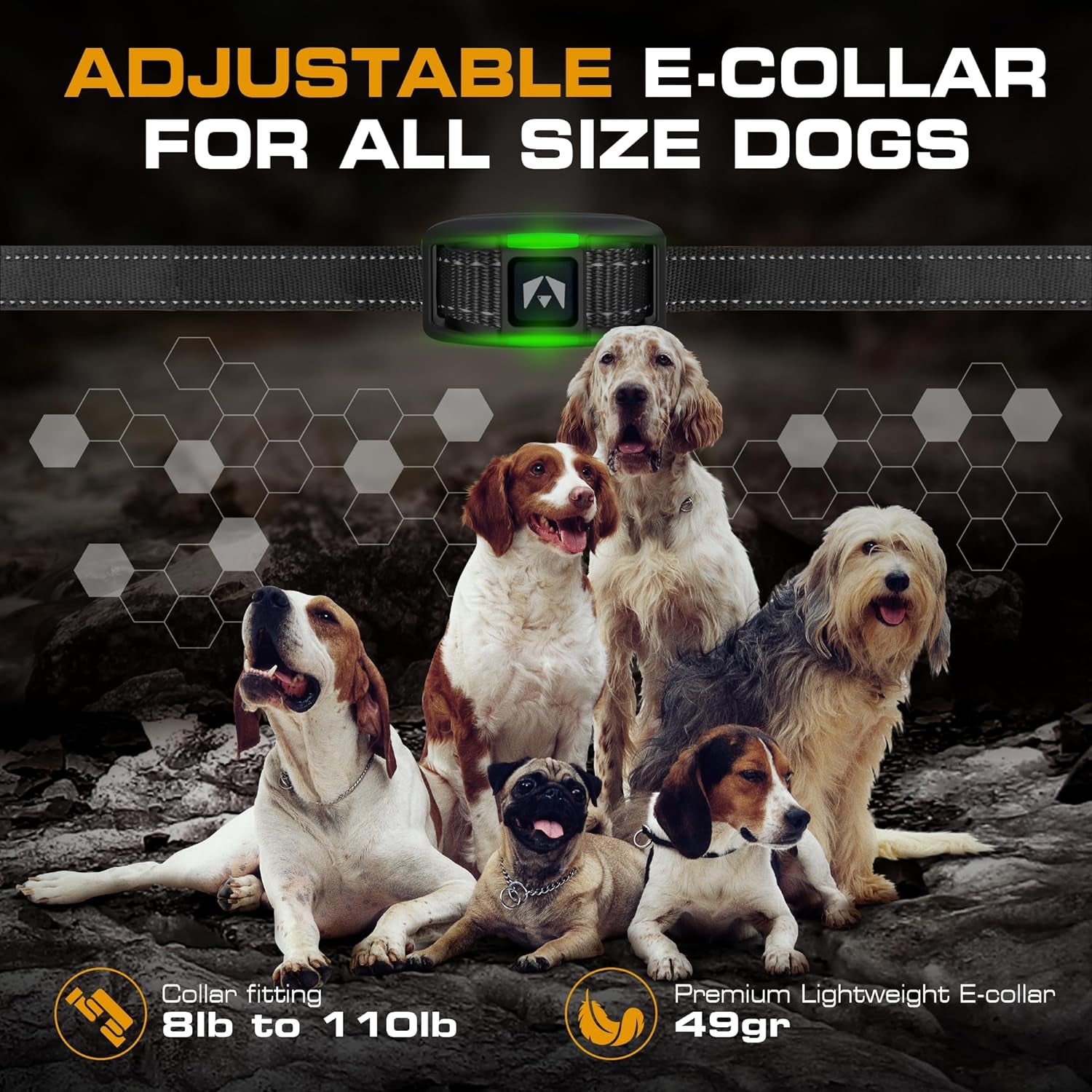 Training Collar for Large Dog [Spark K9] 124 Levels Dog Training Collar with Remote 1100Yd Range, Night-Light Mode Dog E Collar for Medium Dogs IP67 Waterproof (Punk)