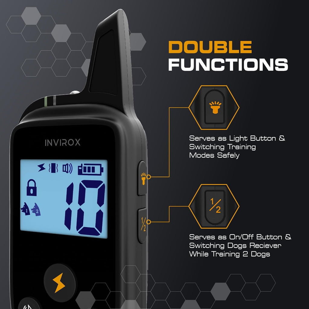 Training Collar for Large Dog [Spark K9] 124 Levels Dog Training Collar with Remote 1100Yd Range, Night-Light Mode Dog E Collar for Medium Dogs IP67 Waterproof (Punk)