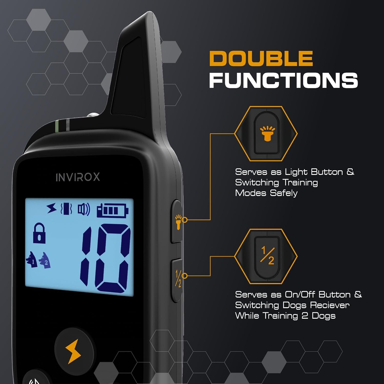 Training Collar for Large Dog [Spark K9] 124 Levels Dog Training Collar with Remote 1100Yd Range, Night-Light Mode Dog E Collar for Medium Dogs IP67 Waterproof (Punk)