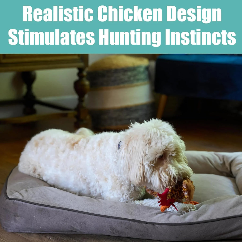 Skinneeez No Crinklers Stuffing-Free Chicken Plush Dog Toy with Squeaker for Medium and Large Dogs, 17-Inch