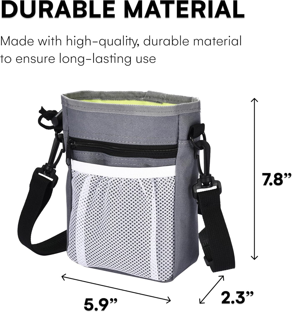 Dog Treat Training Pouch 5.3 Ounce - Treat Bags with 3 Ways to Wear - Adjustable Strap for Waist, Belt, or Shoulder - Dogs Trainer Pouch Bag with Poop Bag Dispenser -Small or Large Pet
