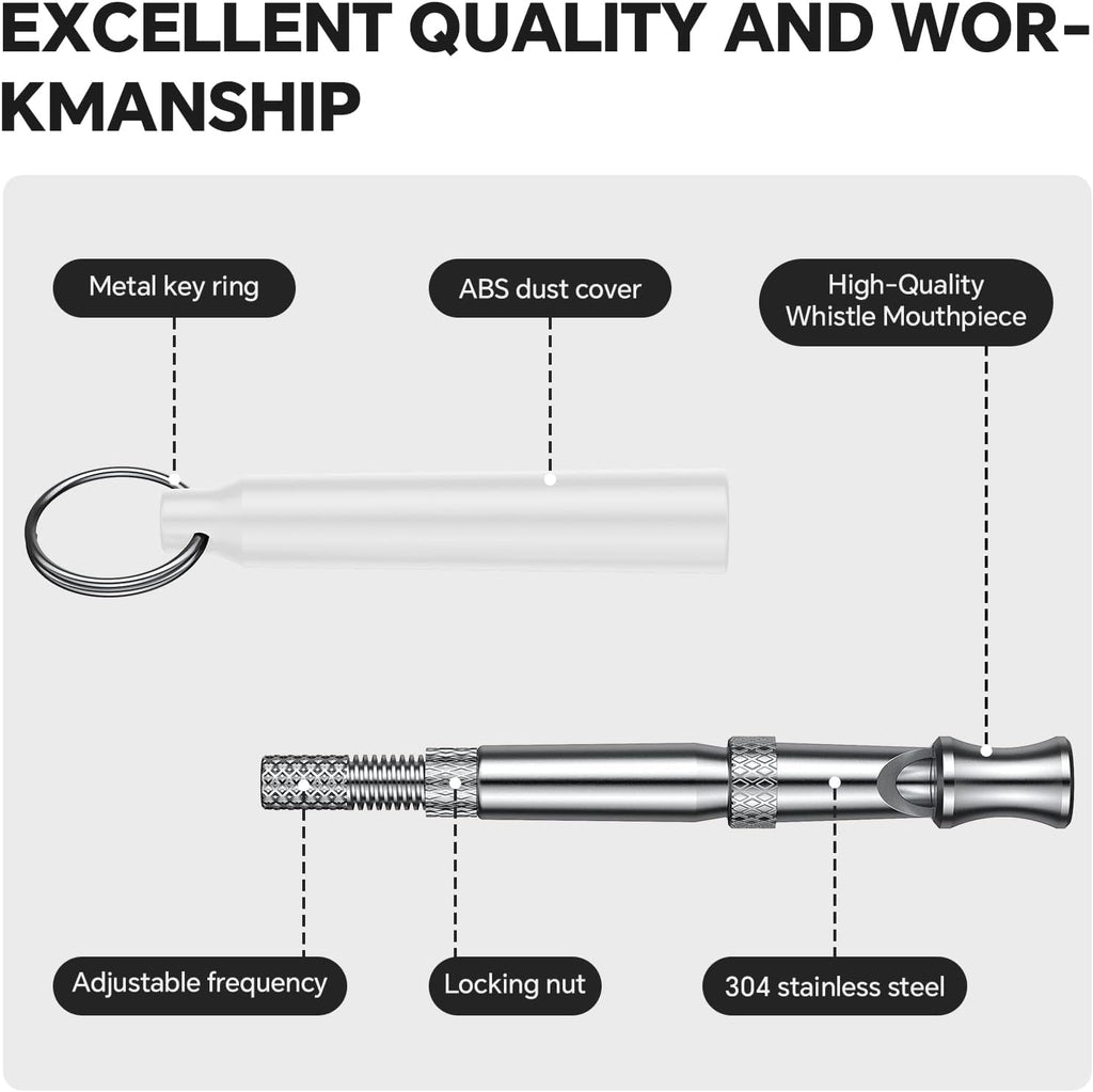 Dog Whistle, Dog Training Whistle with Lanyard, 2 Pcs Adjustable Ultrasonic Silent Dog Recall Whistles, Professional Dog Whistle to Stop Barking Neighbors Dog (White)